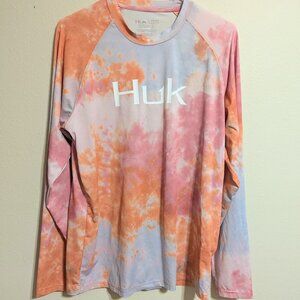 Huk Men's Long Sleeve Tie-Dye Shirt in Orange, Pink, Blue